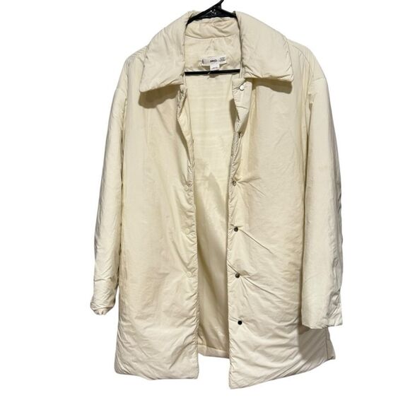 MANGO Cream Off White Puffer Padded Button Down Puff Coat - Picture 5 of 13